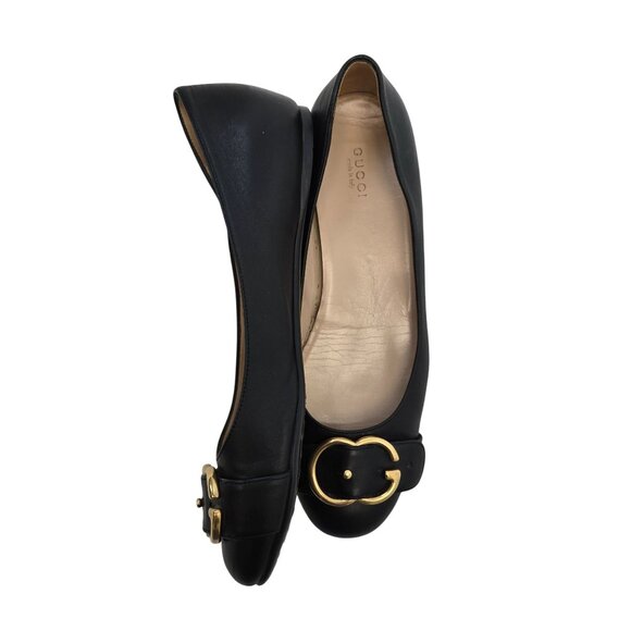 Gucci Leather Buckle Accent Ballerina Flats Size IT 38.5/US 8.5 - Picture 2 of 12